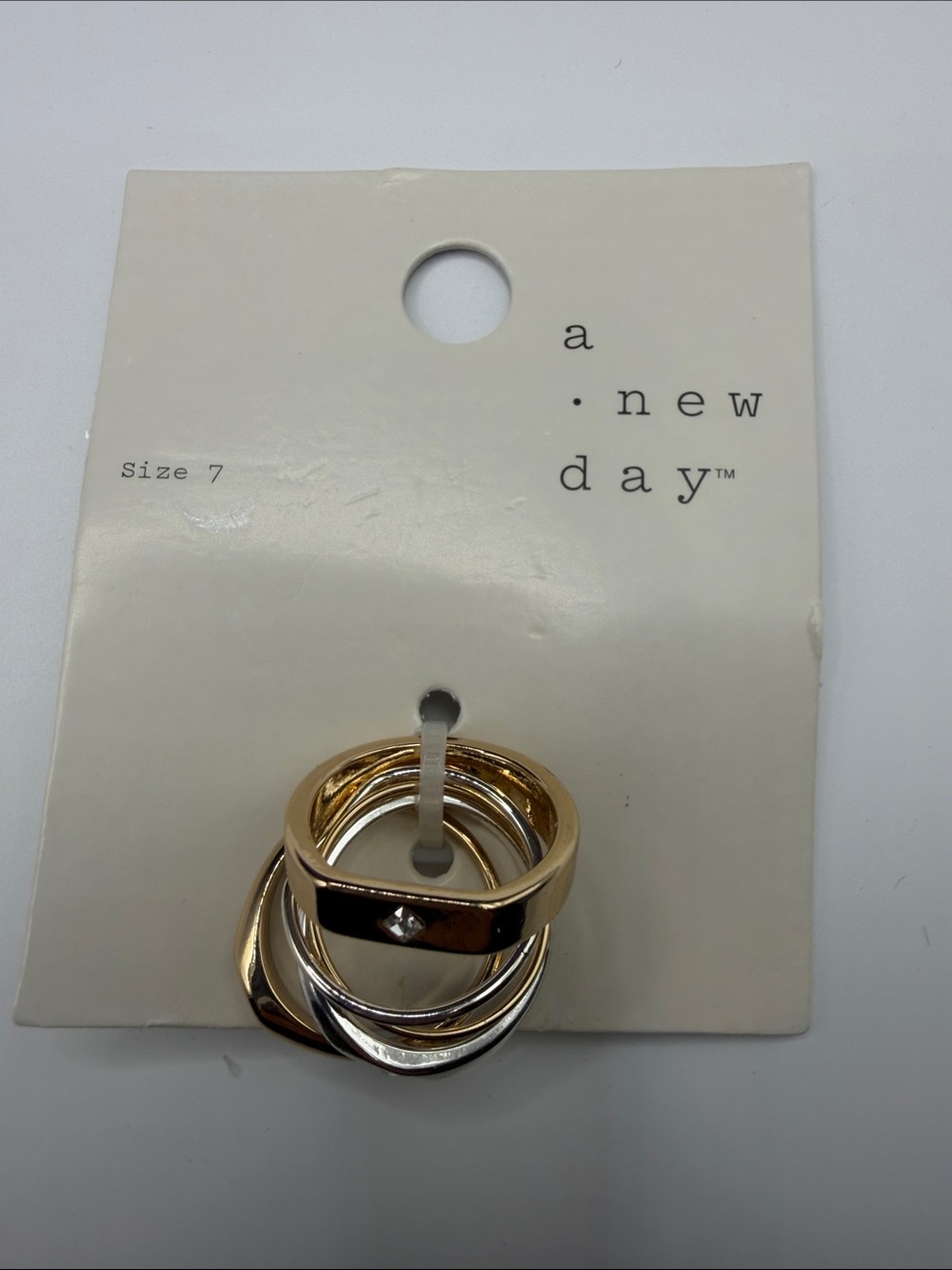 a new day Mixed Metal Stacked Ring Set in Gold and Silver